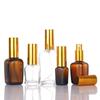 Frasco de óleo essencial de vidro quadrado loção cosmética sub-garrafa imprensa frasco de spray de vidro marrom 10ml30ml50ml