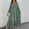 Moda Verão 2026 Estilo Floresta Fresco e Doce Vestido Feminino Pulôver Gola V Linha A Vestido Emagrecedor