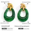 Aretes de acero de titanio transfronterizos Yuhui, con un diseño geométrico hueco de resina de color ámbar estilo Melard, aretes de acero inoxidable