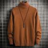 Suéter de Veludo de Visão Masculino Gola Alta Estilo Coreano Moda Cor Gradual Camisa Base Masculina Jaqueta de Tricô Grossa Outono e Inverno
