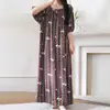 Estilo Nuevo 2026 Estilo Nacional Bata de Noche para Mujer, Verano Elegante y de Alta Gama Algodón Seda Ropa de Dormir, Nuevo Estilo Chino Vestido Largo de Algodón Seda para Vacaciones en la Costa