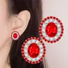 Venta en vivo de una generación de pendientes de diamantes azules tesoro llenos de diamantes pendientes de lujo Red roja con pendientes de zafiro anillo