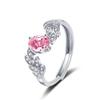 Anillo de compromiso con forma de hoja de espejo cruzado, anillo de circonita de cuatro garras europeo y americano, anillo de diamantes personalizado para mujer, joyería de comercio exterior