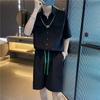 Traje de camisa de manga corta para hombre verano 2022 nuevo rufián guapo moderno estilista pantalones cortos moda marca de moda conjunto de dos piezas