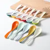 Vajilla de Melamina Imitación Porcelana Cuchara de Mango Largo Cuchara de Sopa de Plástico Cuchara para Gachas Restaurante Hotel Tienda de Desayuno Comercial Cuchara Pequeña