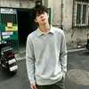 Camisa de manga larga estilo americano para hombre para otoño, con diseño de patchwork, cuello deconstruido y tela de alta gama y peso pesado, lo que la convierte en una prenda versátil en blanco
