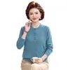 Suéter estiloso e elegante de malha slim fit para primavera, outono e inverno para mulheres, nova camada base estilo chinês 2026, suéter de tricô versátil para mulheres de meia-idade e peça de sobreposição versátil