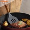 Utensilios de cocina, utensilios de cocina de silicona, cuchara para cocinar, espátula, espátula, colador, espátula de madera de acacia, mango de madera, utensilios de cocina de silicona, traje