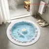 Tapete de cristal 3D para lago, resistente a manchas e fácil de limpar, adequado para salas de estar, uso doméstico, formato redondo, durável e ideal como capacho
