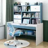 Escritorio infantil con estantería y librero, escritorio de estudio y escritura para estudiantes integrado, uso doméstico, juego de escritorio de computadora y silla para habitación de niñas