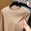 Suéter masculino de malha 100% algodão, primavera/outono, gola redonda, mangas compridas, estilo pullover, estética old money, trança, segunda pele de gola redonda, suéter