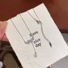 Colar Pingente Borla de Pérola Sintética Cravejado com Diamantes para Mulheres, Corrente Clavicular de Borla de Luxo Leve de Nicho, Acessório Doce Personalizado