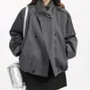 Gabardina corta color caqui para mujeres petite, primavera y otoño 2026, nueva chaqueta casual de alta gama estilo coreano con cuello alto