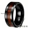 Anel Cruzado Europeu e Americano Amazon Novo Simples Versátil Aço Inoxidável 8MM Madeira Preta Textura Anel de Dedo Retro Atacado Feminino