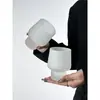 Taza de Tambor Esmerilado Francesa de Barriga de Diseño de Nicho Taza de Jugo para Ins Taza para Bebidas Frías Taza de Vidrio Taza de Leche Taza de Café