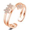 Anillo Estrella de Cinco Puntas Abierto Estrella Brillante Anillo Chapado en Platino Anillo con Forma de Flor Moda Flor Floreciendo Anillo Anillo de Cola