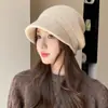 Gorro de Punto para Mujer en Otoño e Invierno, Engrosado y Cálido, Estilo Coreano, Artístico, Circunferencia de Cabeza Grande, Hace que la Cara Parezca Más Pequeña, Gorro Versátil