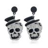 Novos brincos de caveira com chapéu brilhante de Halloween brincos de acrílico brincos de costura de personalidade da moda brincos brincos