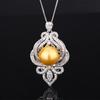2024 Nova Joia Zhuangshang Base de Cobre Banhada Design Pérola Luxo Vintage Colar Pingente 16mm