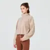 Chaqueta de Forro Polar Personalizada Transfronteriza para Mujer Cuello Alto Cremallera Corta Cárdigan Sudadera de Forro Polar Pedido de Comercio Exterior Procesamiento OEM