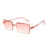 Nuevas Gafas de Sol Cuadradas Sin Montura con Degradado Oceánico Moda Europea y Americana Celebridad de Internet Estilo Callejero Gafas de Sol de Moda para Mujer