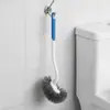 Cepillo para inodoro con cerdas suaves, sin puntos ciegos, montado en la pared, cepillo para inodoro con cabeza curva para la limpieza del baño