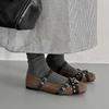 Zapatos Planos Versátiles de Punta Cuadrada con Hebilla de Una Línea y Bloques de Color Estilo Ballet Zapatos Pequeños de Cuero con Remaches Retro Mary Jane para Mujer