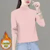 2025 Base de terciopelo alemán para mujer Ropa interior Otoño e Invierno Cuello semi-alto Forro polar Elegante Camiseta de manga larga Top para mujer Tendencia Ins
