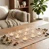 Portavelas de cristal cuadrado transparente, adorno de lujo ligero, creativo y simple, para mesa de comedor romántica, cena a la luz de las velas y fotografía