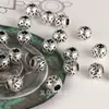 Prata Antiga 10mm Furo Grande Contas Vazadas Contas Espaçadoras Redondas Retro Acessórios DIY Liga Bola Oca Contas Soltas Acessórios para Joias