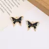 Pingente Borboleta Cravejado com Diamantes e Gotejamento de Óleo Liga Metálica Pulseira Brincos com Preservação de Cor Pingente de Borla Personalizado Acessórios de Joia Venda por Atacado