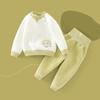 Traje Térmico para Bebé Primavera y Otoño Manga Larga Cintura Alta Protección de Barriga Ropa de Otoño para Bebé Recién Nacido y Pantalones Largos Ropa de Invierno Acolchada Básica para Niños