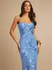 Vestido europeu e americano de alta qualidade com bordados florais transfronteiriços para mulheres, elegante vestido de festa estilo francês justo com costas abertas