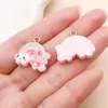 Mistura de 20 Tipos de Resina Pingentes de Urso Rosa Desenho Animado, Sereia, Dinossauro Pequeno Acessórios para Chaveiro Colar DIY