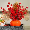 Fruta da Prosperidade Fruta de Amora Vermelha Fruta de Amora de Inverno Flor Artificial de Simulação Ornamento Sala de Estar Presente de Inauguração Decoração de Casa Nova Exibição de Ano Novo Arte Floral