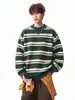 Suéter de bloques de color a rayas 2026 para hombre, nuevo estilo coreano otoño e invierno, tejido casual holgado para hombre