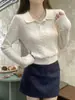 Suéter trançado estilo retrô com gola torcida, de manga longa, projetado para usar em camadas, novo estilo de suéter de malha com gola polo, atacado e dropshipping disponíveis