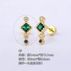 Acero titanio 316L chapado en oro cobre micro-incrustado circonio arete para cartílago de la oreja circonita verde arete para la oreja Europeo y Americano Comercio exterior transfronterizo perforación arete para cartílago de la oreja