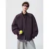 Chaqueta Bomber Retro con Cuello Alto para Hombre, Estilo Canalla Fresco, Sensación de Alta Calidad, Chaqueta de Corte Limpio, Chaqueta de Béisbol Recta Americana de Hombro Caído