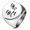 Anillo de Acero Inoxidable de Moda con Cara Sonriente Grabada con Láser Redonda de 22 mm, Venta Caliente Transfronteriza Europea y Americana en Amazon, Venta al por Mayor