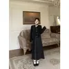 Tamanho Plus Preto Trufa Estilo Coreano Estilo Coco Chanel Jaqueta Temperamento Gentil Estilo Menina Rica Top de Outono Gola Halter Cintura Marcada Saia Longa Feminina