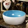 Lavabo de cerámica para encimera, de una sola cubeta, estilo vintage, lavabo artístico redondo para baño, lavabo artístico antiguo para uso doméstico