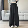 Pantalones rectos de alta gama estilo traje negro para mujer, nueva colección otoño 2026, de cintura alta, con caída fluida, de estilo clásico y sofisticado, pierna ancha, pantalones casuales