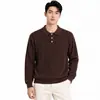 Camisa Polo de Punto Estilo Old Money para Hombre Suéter de Cuello Alto con Textura Casual Otoño Invierno para Hombre Manga Larga Top para Hombre