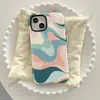 Artículo Popular de Tiktok Estuche para Teléfono con Patrón de Ola Degradado Morandi iPhone 18 Pro Estuche con Película Magnética Apple 16