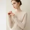 Suéter grueso 100% cachemira pura para mujer, cuello redondo, tejido trenzado, manga larga, jersey, tejido suave y acogedor para otoño e invierno, adecuado para el trabajo