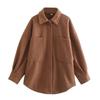 Outono Europeu, Americano, Europeu e Americano Transfronteiriço Roupas Femininas Calças Largas com Bolso Grande de Aba 9 Cores Jaqueta Camisa Lã 9224