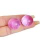 Pendientes de cuentas redondas rosas para mujer, diseño de nicho coreano, sencillos, con orejas únicas, azules y blancas.