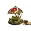 Luminária de Mesa Vitral Modelo Novo Sapo e Flor Transfronteiriça, Luminária de Mesa Mágica em Formato de Sapo e Flor