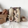 Sapatos de treino de argan de sola grossa estilo coreano para mulheres 2023 outono e inverno forrado de lã novos sapatos brancos de nicho retrô tênis casuais